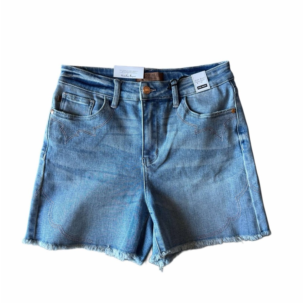 NWT Judy Blue Western Pink Stitch Shorts